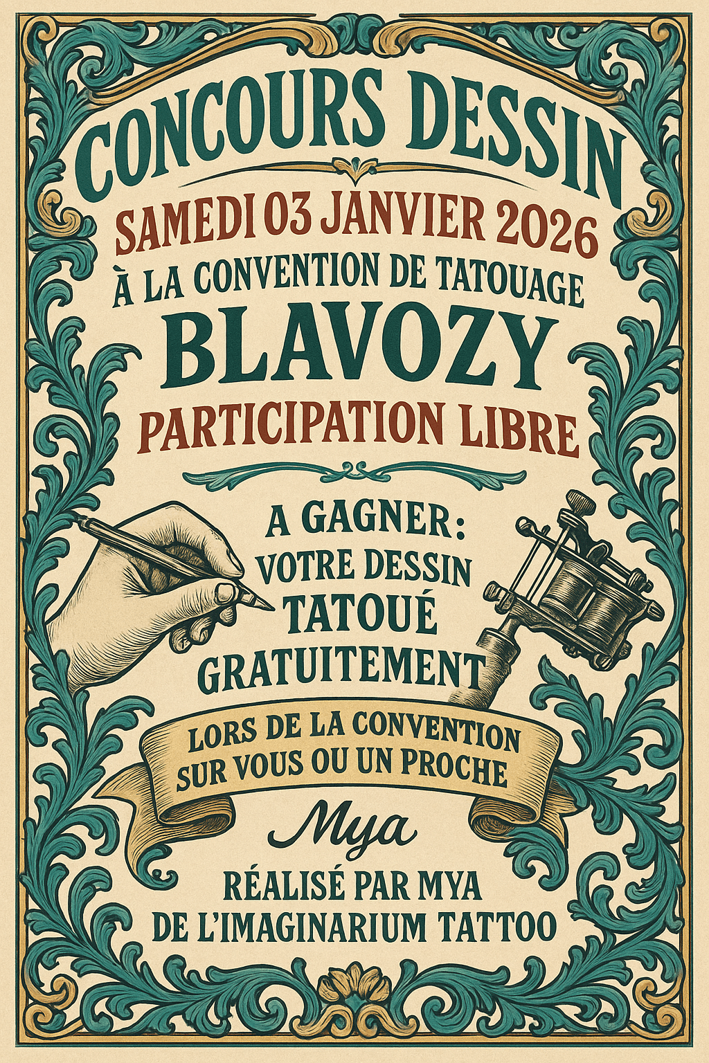 Concours de dessin - Cadeau au gagnant : Tattoo offert